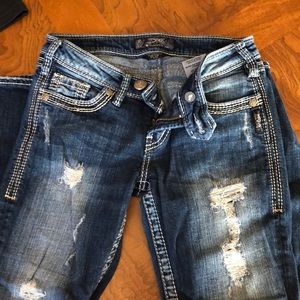 Silver distressed jeans